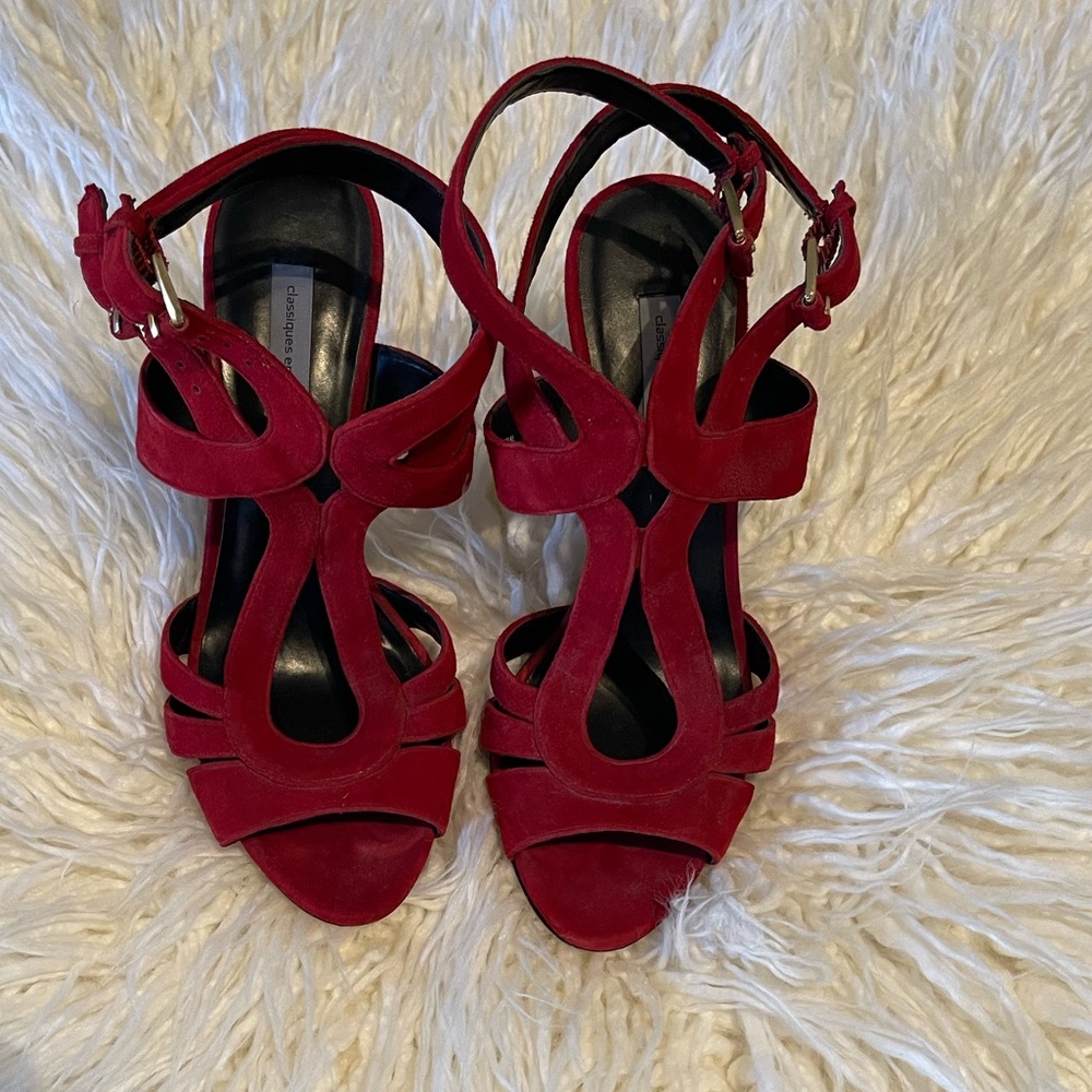 2/$10 Classiques Entier Red strappy heels